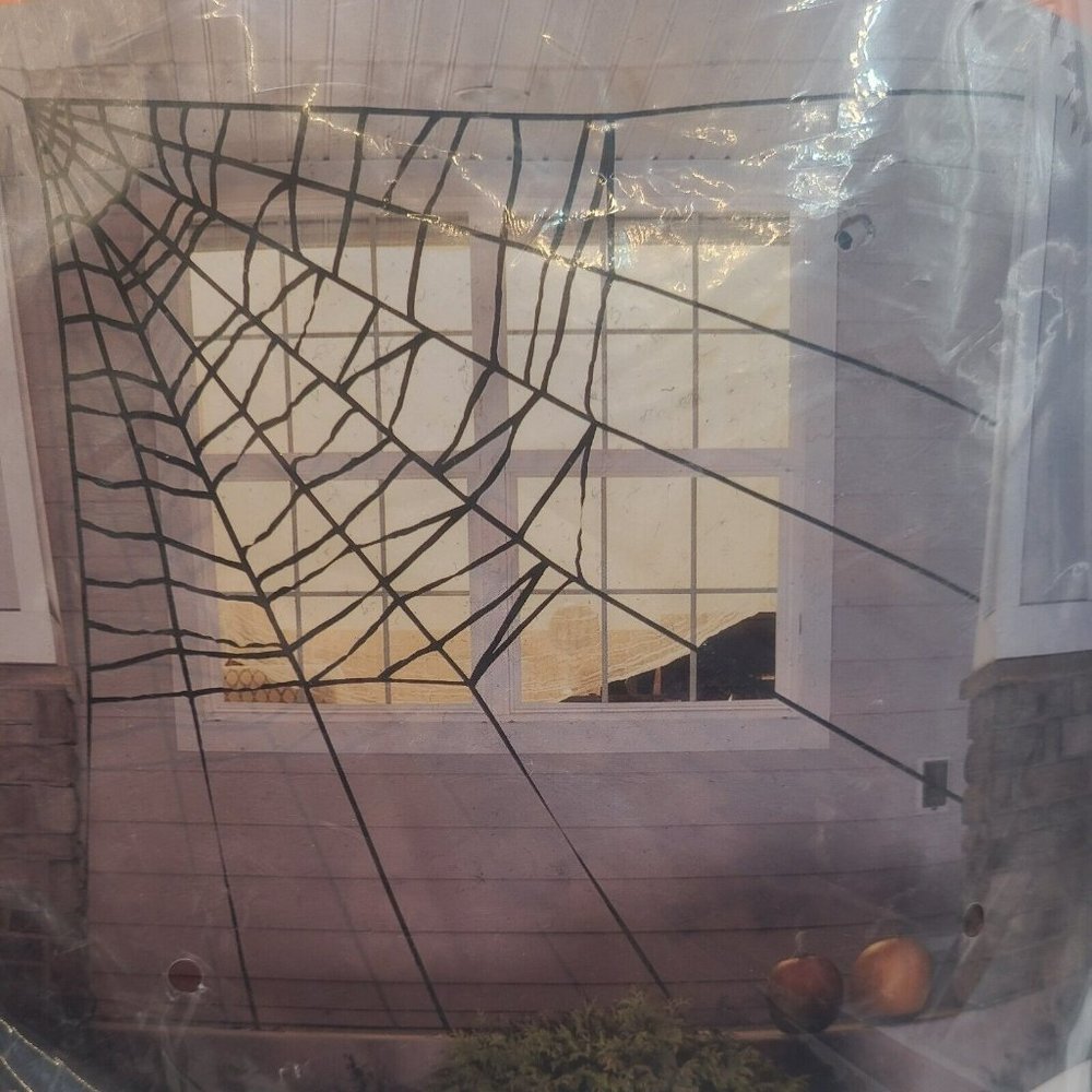 Giant Black Corner Spider Web 5 feet X 5 feet Decorative Halloween NEW